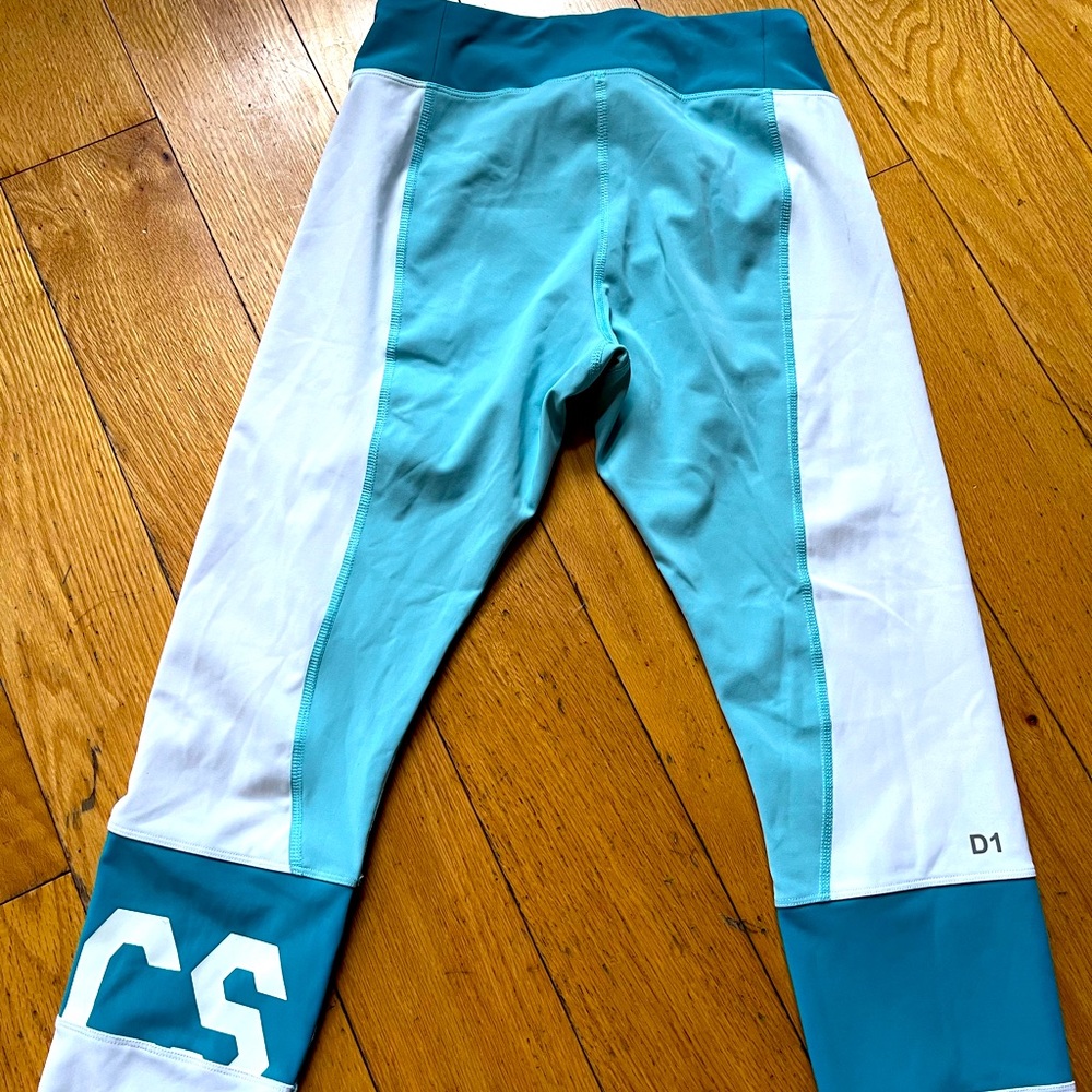 ASICS Small Workout Leggings White and Teal
